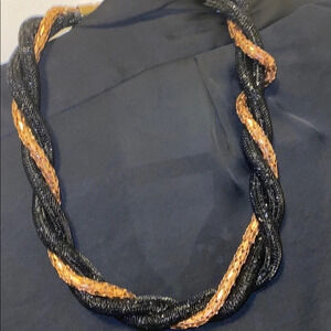 Black  gold tone Twisted Statement Necklace
